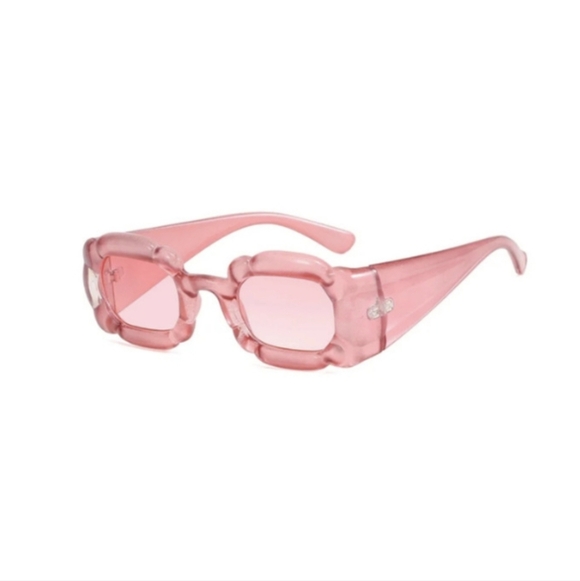 Pastel, light pink square shaped sunglasses with pink tint, NEW - Picture 1 of 1